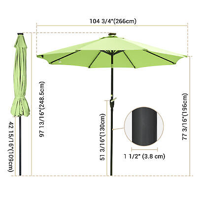 2 Pack of 9ft Solar Power Patio Umbrella 8 Ribs LED Outdoor Crank Tilt Sunshade Apluschoice 07UMB005-9ALLED-B04X2 - фотография #8