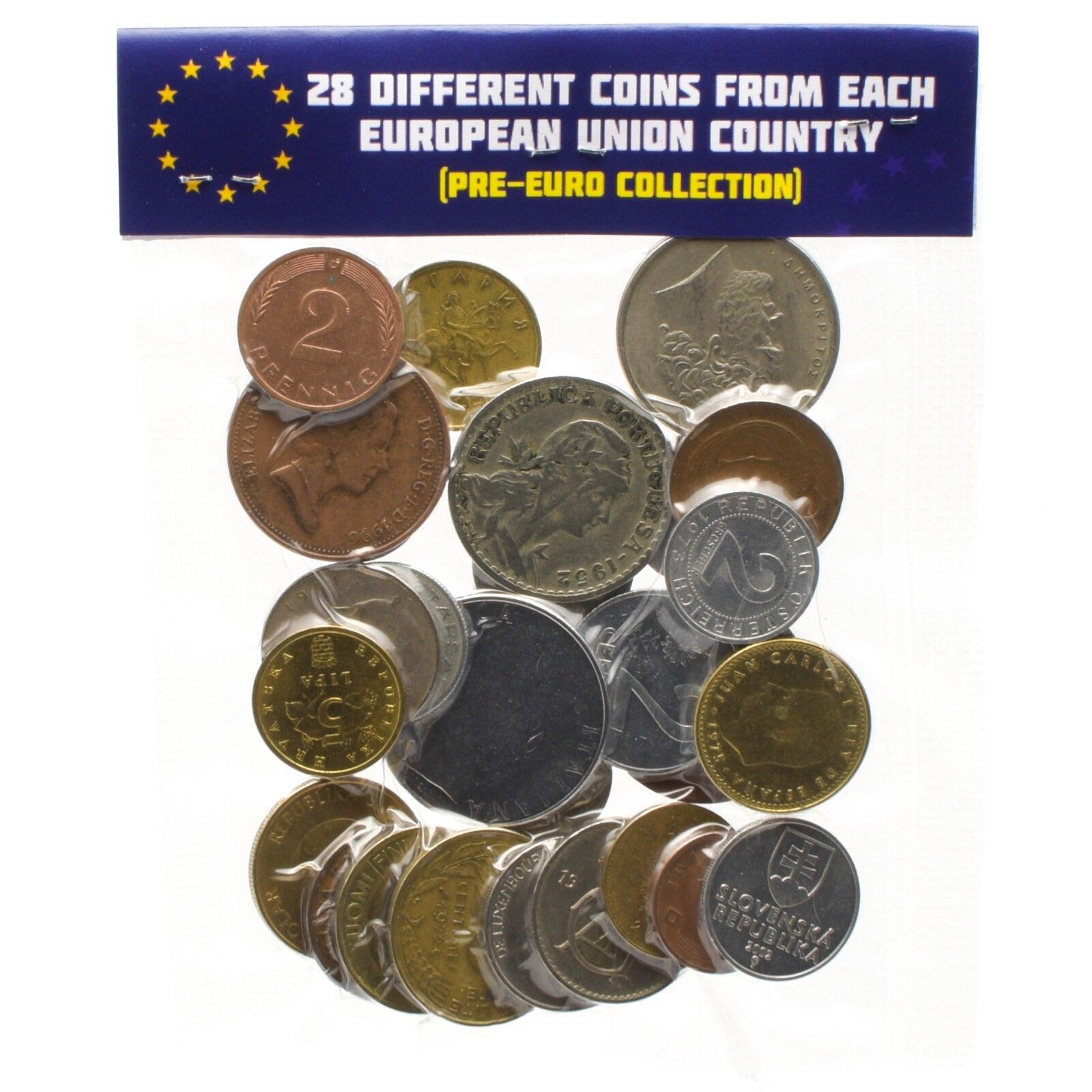 LOT OF 28 DIFFERENT COINS FROM EACH EUROPEAN UNION COUNTRY (PRE-EURO COLLECTION) Без бренда - фотография #4