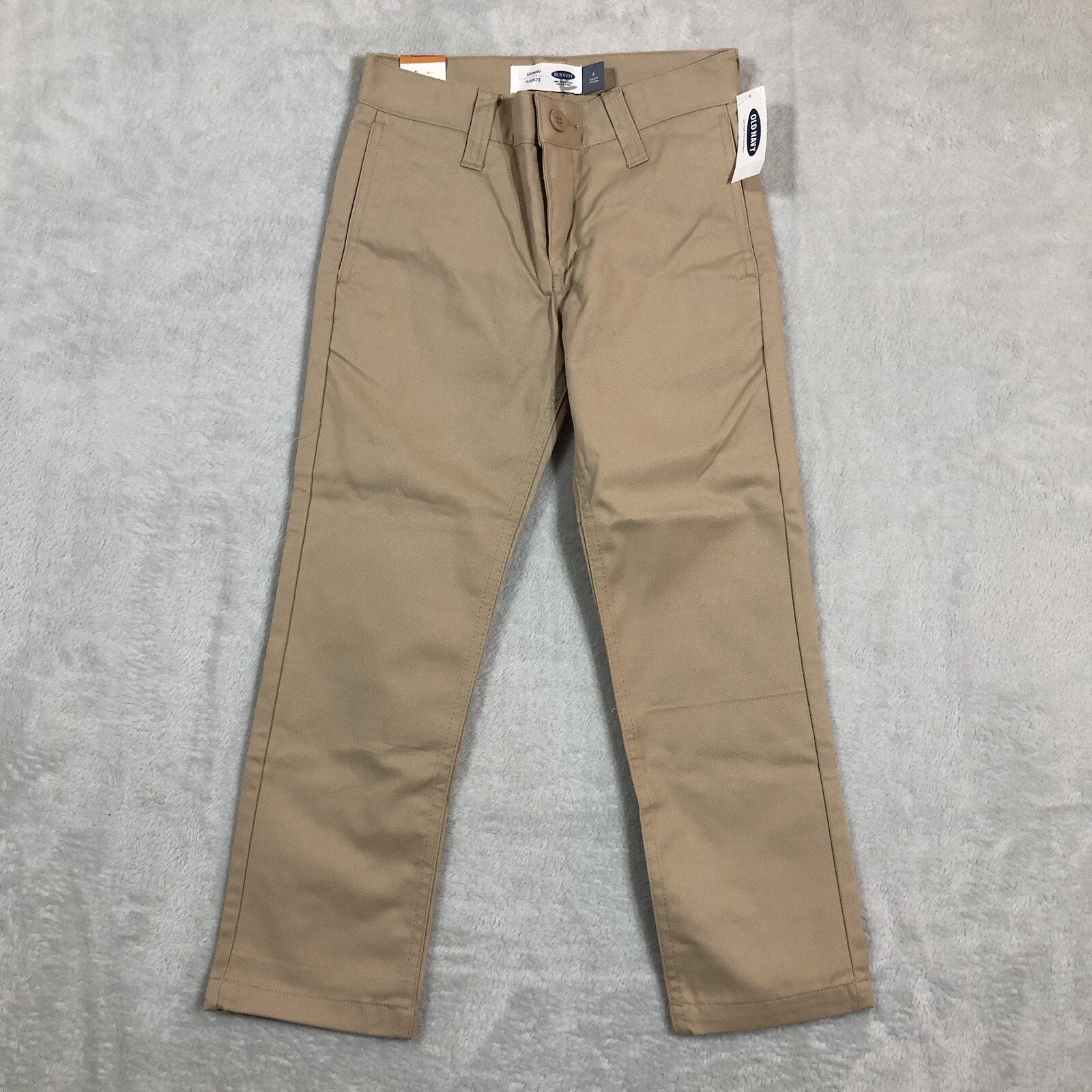 Old Navy Boys Tan Khaki Adjustable Waist Skinny Uniform Pants Size 6 Slacks NWT Old Navy