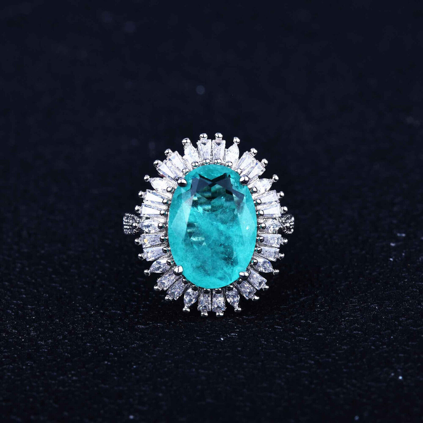 Charming 3pc Jewelry Set Neon Blue Tourmaline Gems Silver Women Earring Necklace Unbranded - фотография #7