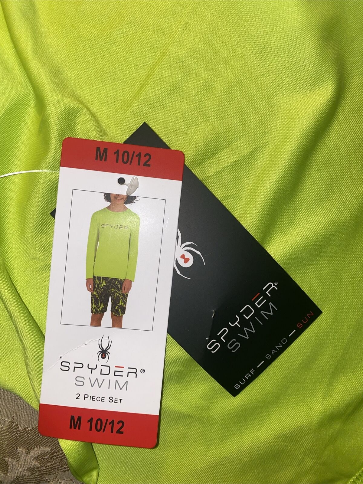 Spyder Boys 2-piece Long Sleeve GREEN Swim Set UPF 30+ Sun Protection 10/12 |B20 Spyder - фотография #5