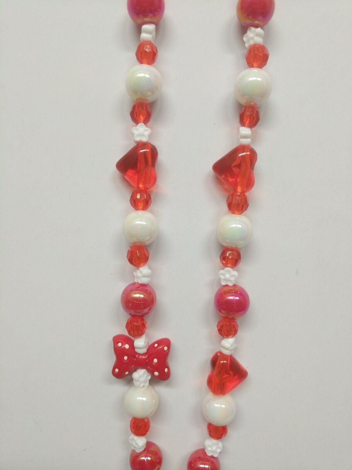 2X LOT Disney Minnie Mouse Red/ White Plastic Bead Necklace W/ B Initial Child’s Disney - фотография #3