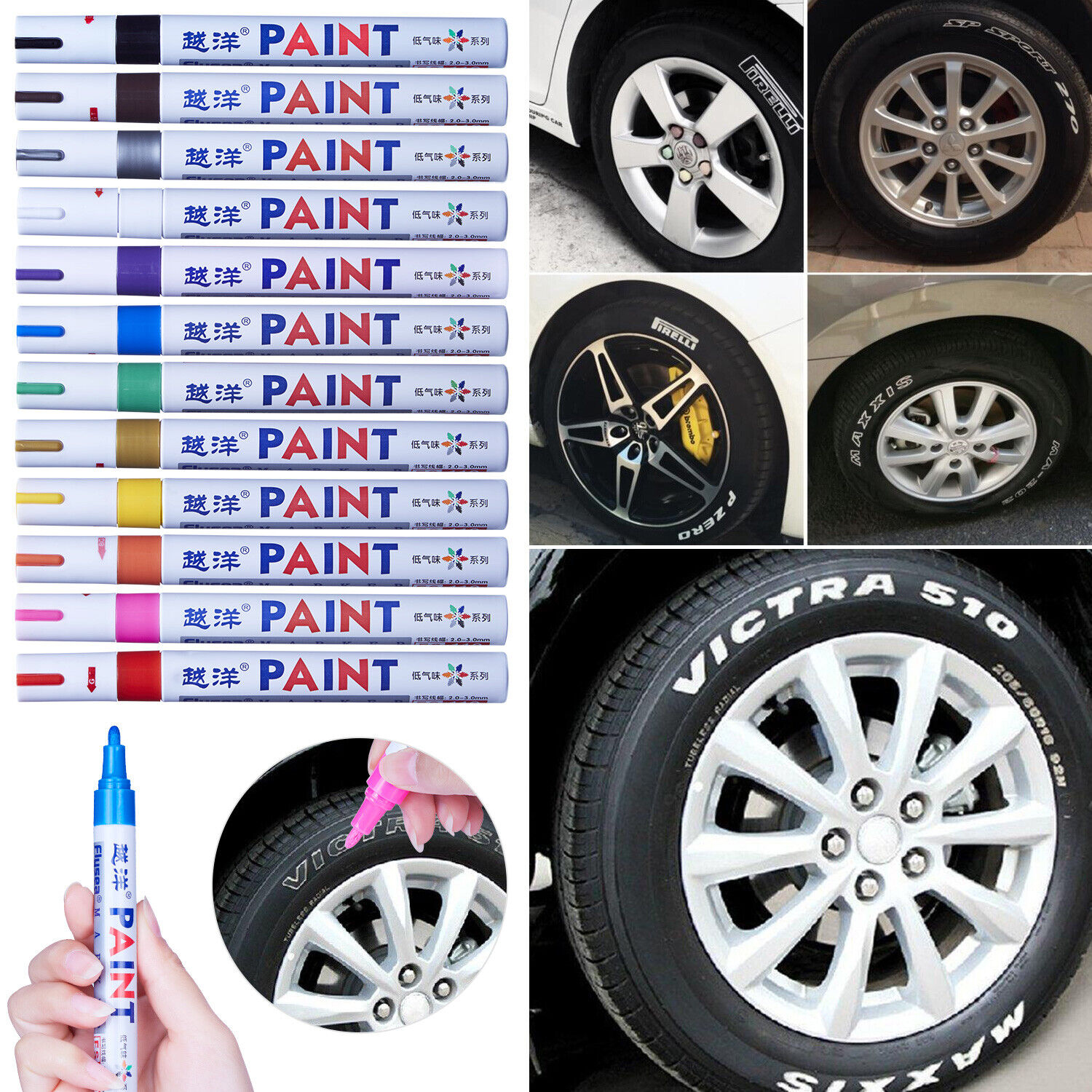 12Pcs Waterproof Permanent Paint Marker Pen For Car Tyre Tire Tread Rubber Metal Unbranded Does Not Apply - фотография #3