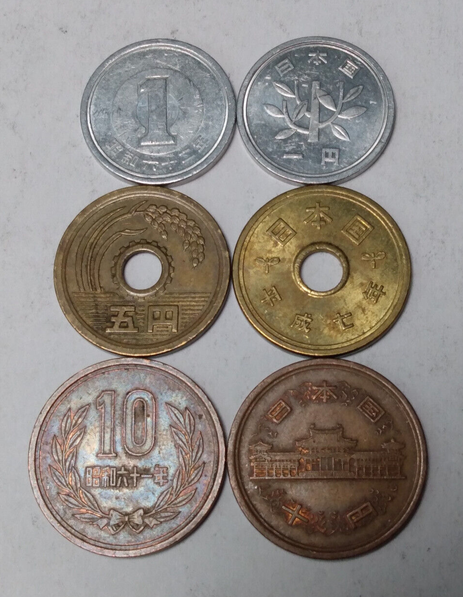 Lot of 3x Coins of Japan - 1, 5 and 10 Yen Random Dates - Please Read Без бренда - фотография #3