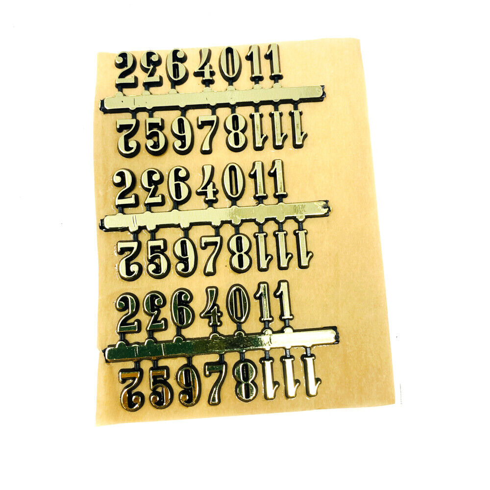 3 x 15 Pcs DIY Clock Numerals, Decorative Clocks Replacement Parts, Gold Unbranded