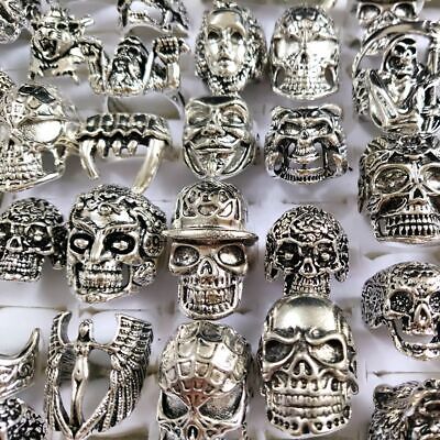 30pcs Skull Skeleton Gothic Rings Men's Rock Punk style rings Wholesale Jewelry Unbranded - фотография #4