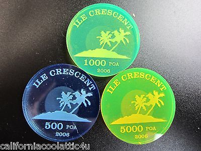 ONLY434 MINTED! UNUSUAL BEAUTIFUL "RARE ACRYLIC COINS" OF CRESCENT ISL.  Без бренда