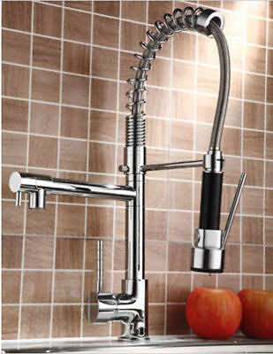 Chrome Kitchen Swivel Spout Single Handle Sink Faucet Pull Down Spray Mixer Tap Hownifety HE0372 - фотография #2
