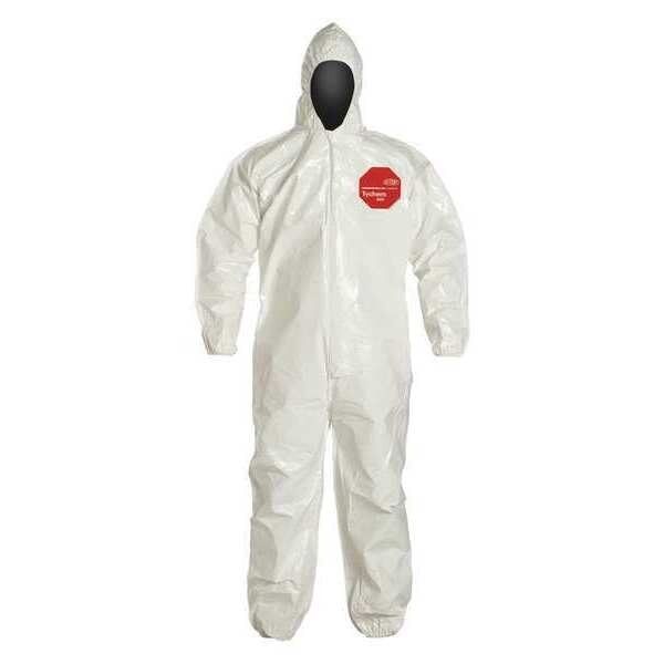 5-Pack, Hooded Chemical Resistant Coveralls, Zipper, Dupon Tychem sl 4000 Dupont SL127BWH2X001200 - фотография #2