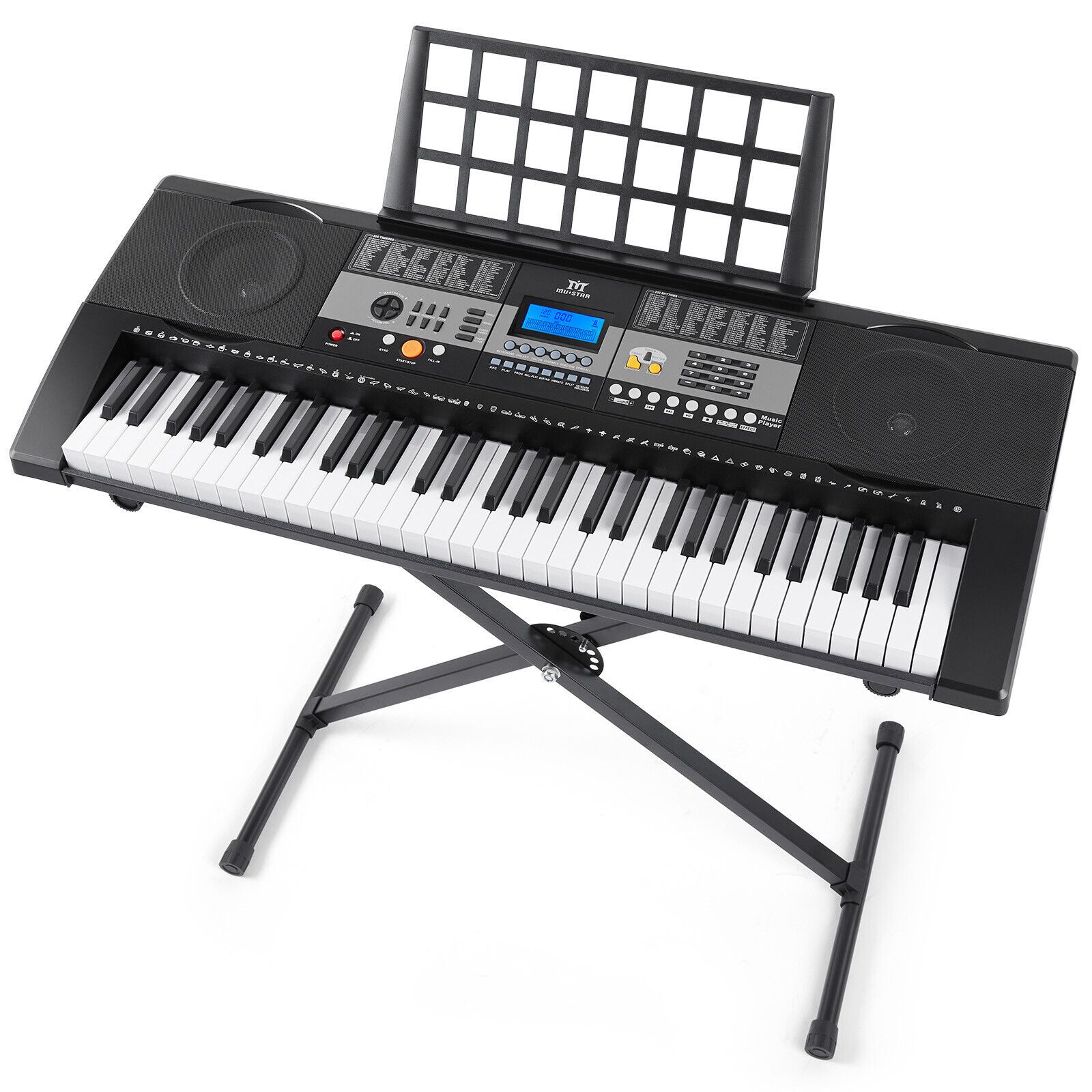 61-Key Digital Piano Electronic Keyboard Portable Headphone Microphone W/Stand Mustar U6010600 - фотография #2