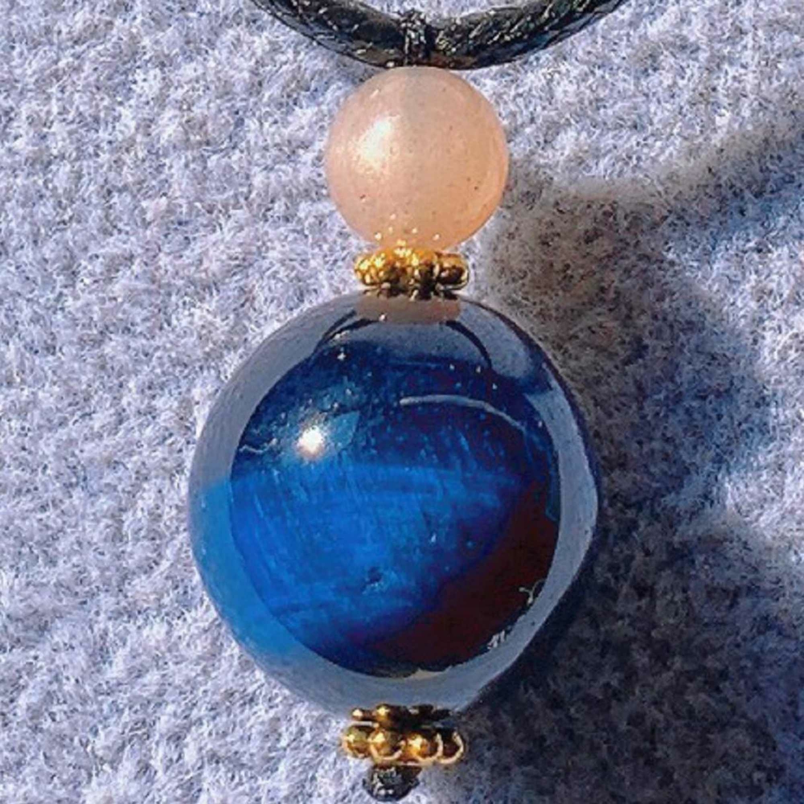14mm Natural Blue tiger eye pink Crystal pendant Leather rope Yoga Relief Unbranded 1 - фотография #4