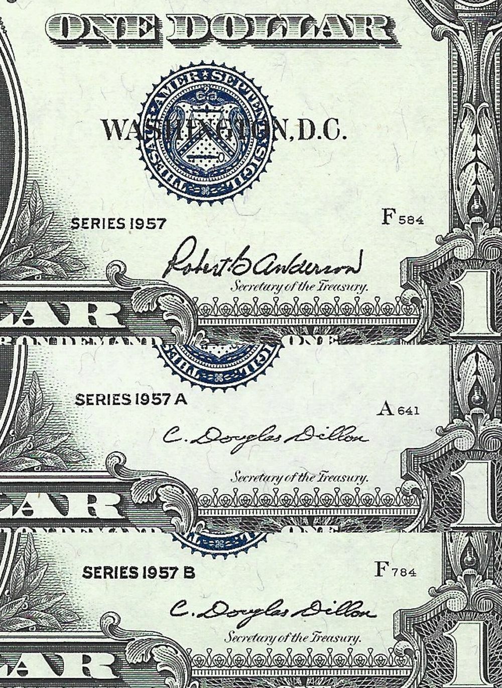 (3 ) $1 SILVER CERTIFICATES COMPLETE SET OF 3 = GEM UNCIRCULATED = 1957, A & B Без бренда - фотография #2