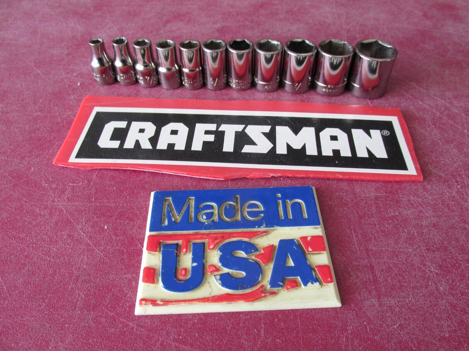 CRAFTSMAN USA ~1/4" Drive SAE Socket Set ~ 6 PT ~ Sizes 5/32" Thru 9/16" ~ 11PCS Craftsman