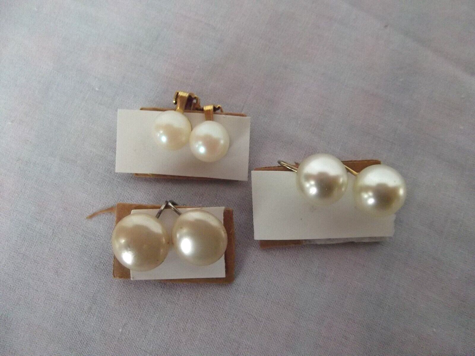 vtg lot 8 pair clip earrings faux pearl Monet Kramer Signed gold tone Monet, Unbranded, kramer - фотография #4