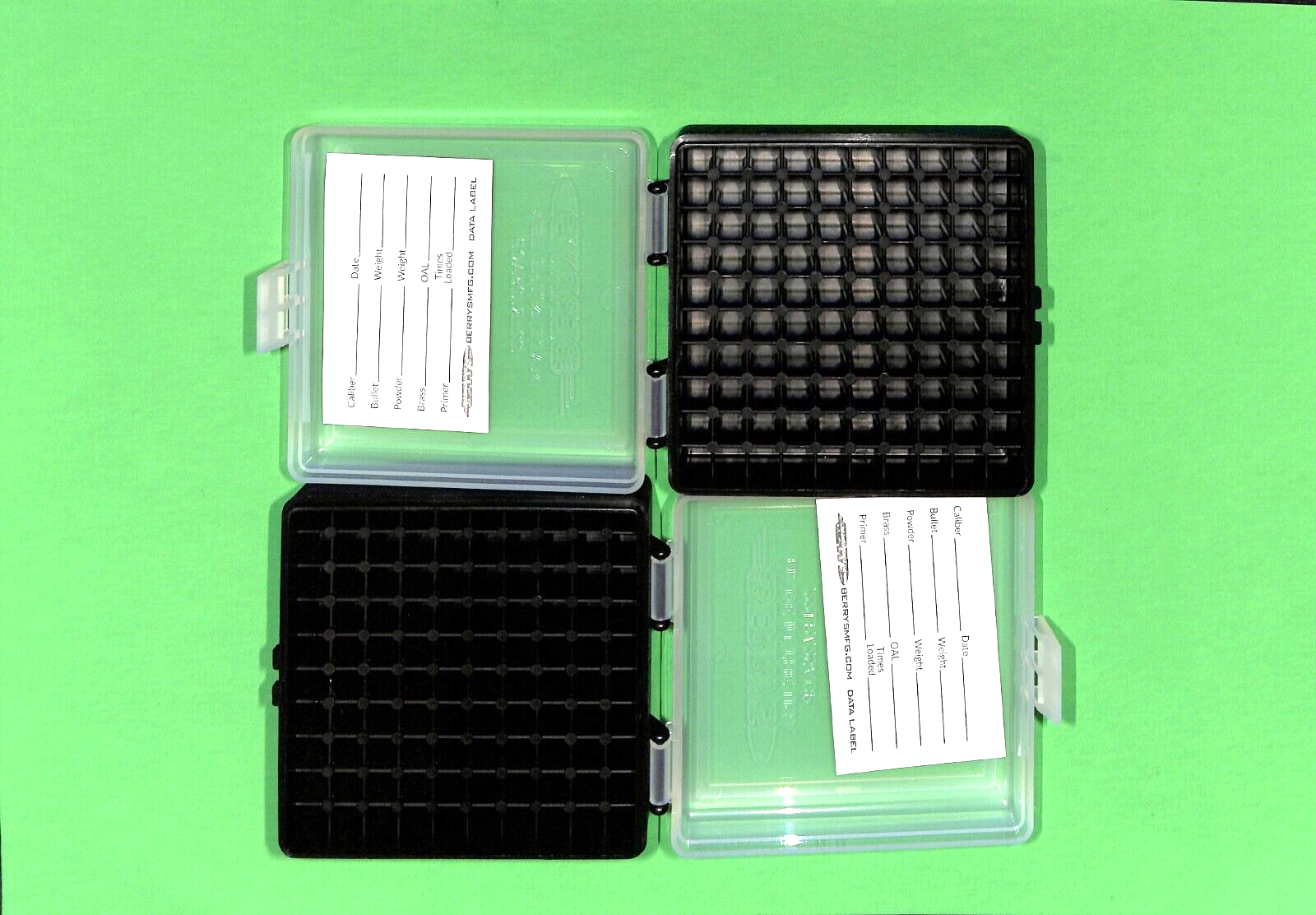 .25 ACP CLEAR-BLACK (2) X 22 lr Ammo Box / Case / Storage 100 Rounds Berry's 22/100