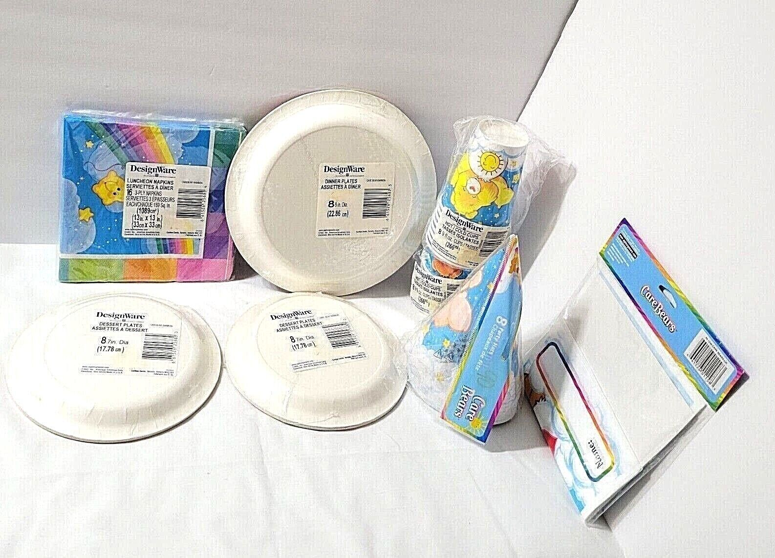 Care Bears Party Supplies Rainbow Colors 2 sz Plates Bags Cups Hats Napkins 2002 DesignWare / AMC Does Not Apply - фотография #2