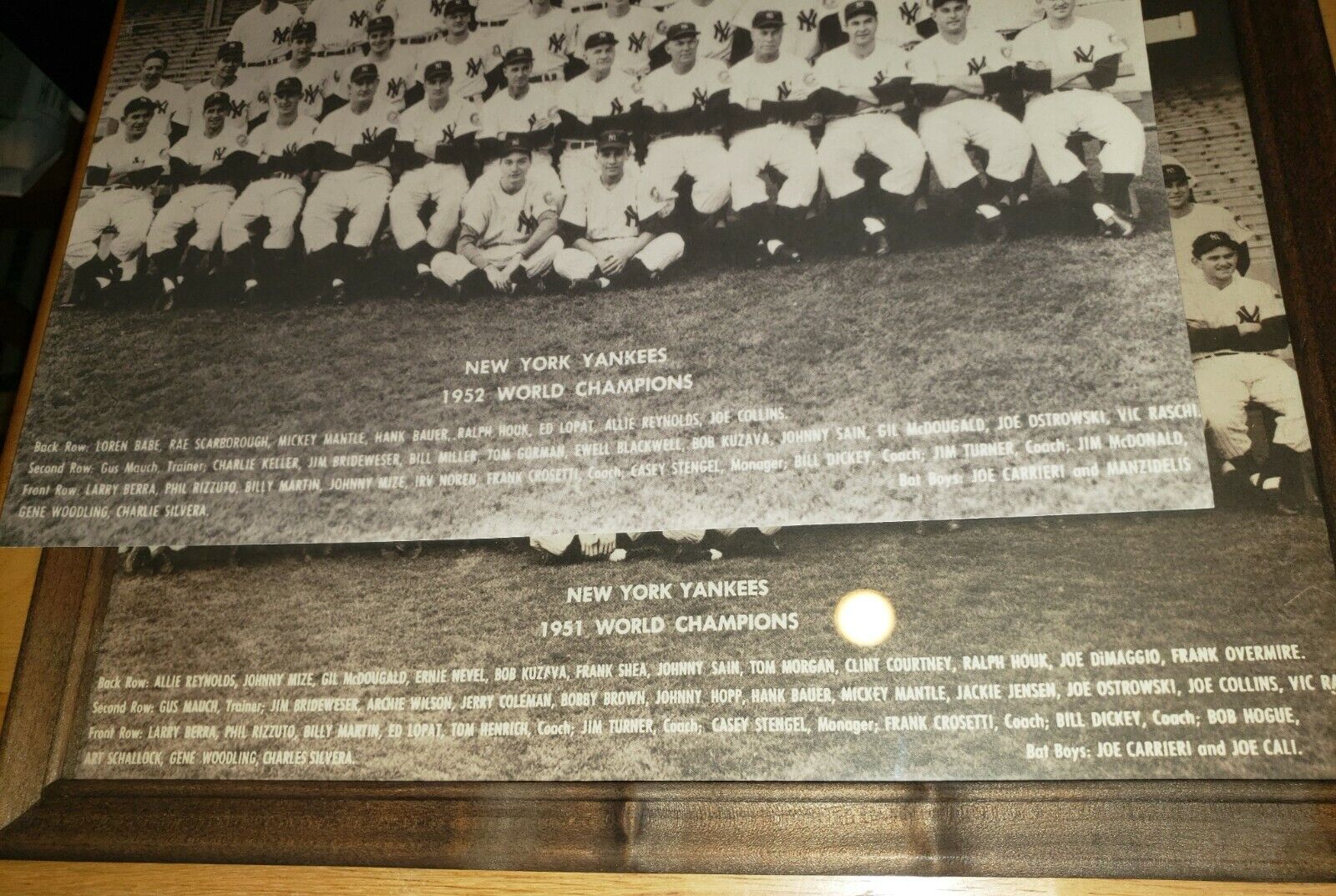 Baseball LOT 1951 & 1952 NY Yankees Team Photos Yogi Berra & Mickey Mantle Cards Без бренда - фотография #3