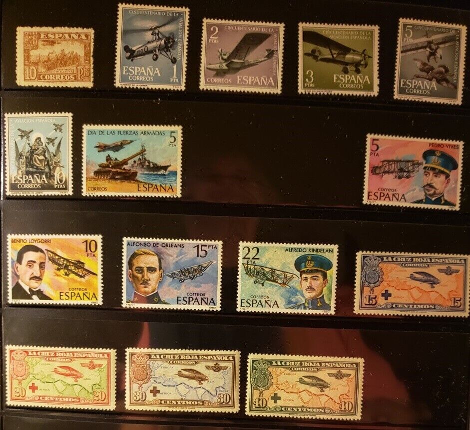 Spain Aircraft & Aviation Stamps Lot of 15 - MNH -See Details for List Без бренда