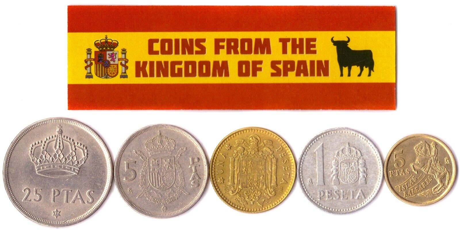 5 SPANISH COINS PESETAS CENTIMOS SPAIN KINGDOM JUAN CARLOS I FRANCISCO FRANCO Без бренда - фотография #2