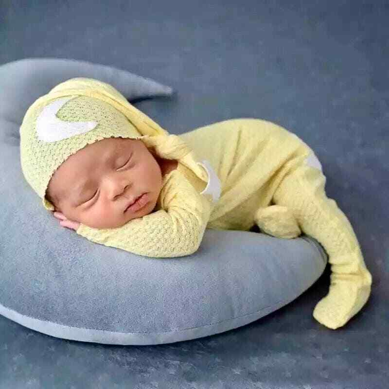 Newborn Outfit Girl Boy Baby Infant Photo Prop Sleeping Hat + Sleepsuit 2 Pcs  NO NAME
