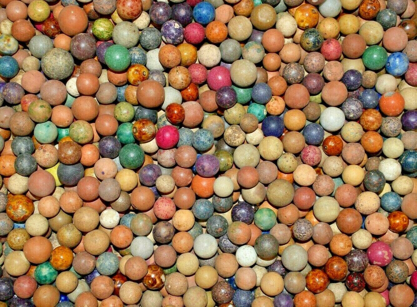 Antique 1800s Civil War era Clay Marbles Lot of 6 Size .500=1/2" + or - Mint! Commies