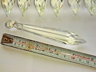 10 XXL TORPEDO 93mm CHANDELIER GLASS CRYSTALS ANTIQUE LOOK DROPS ICICLE DROPLETS Seear Lights - фотография #3