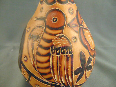 3 carved gourds cut dyed native birds fish birdhouse rattle decorative art craft Unbranded - фотография #8