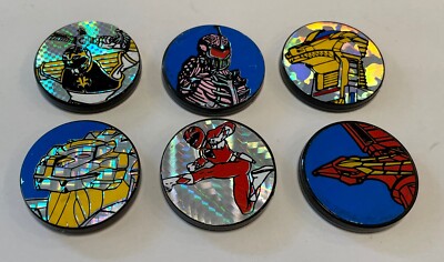 Brand New 1995 Power Rangers Series 2 Complete Slammer Pogs SET of 6 White POG