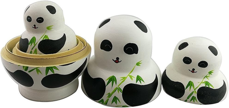 Set of 10 Handmade Cute Lovely Panda Bear Family and Bamboo Nesting Doll Matr... Does not apply - фотография #4