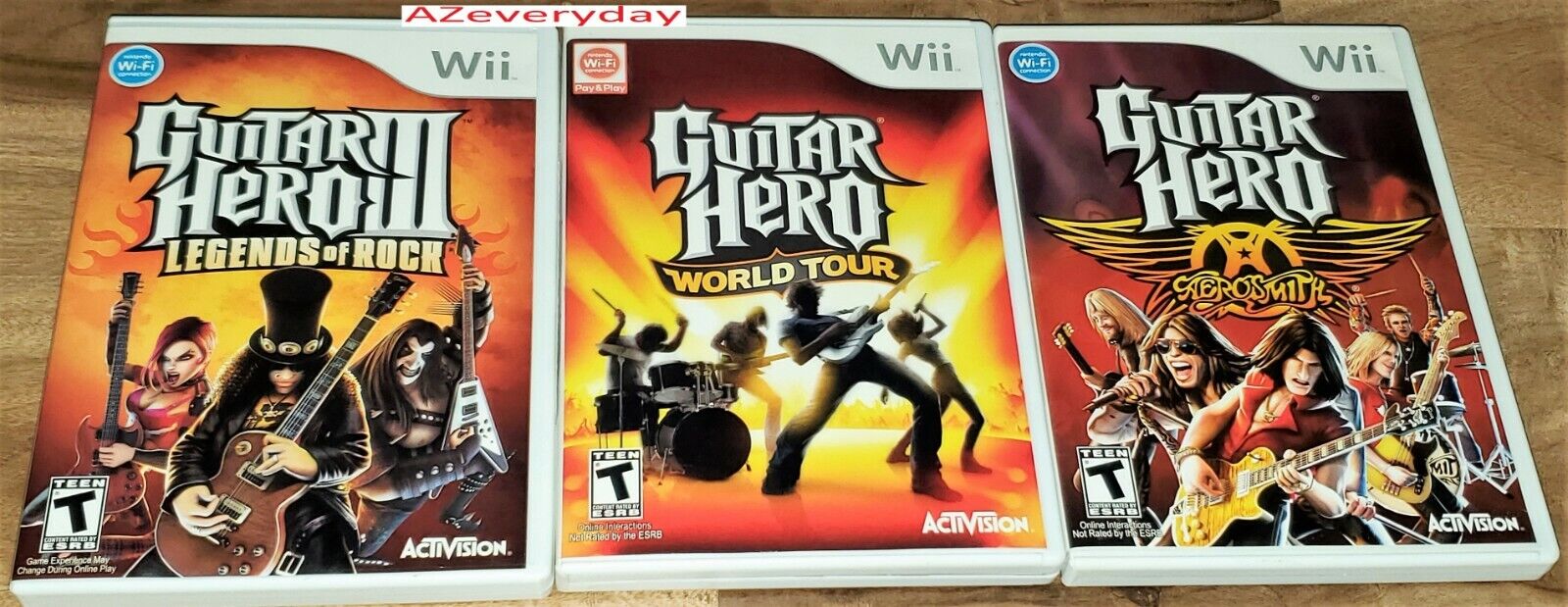 Wii Guitar Hero LOT 3 games World Tour_Legends Of Rock_Aerosmith Bundle COMPLETE Без бренда RVL-SXAE-USA - фотография #2