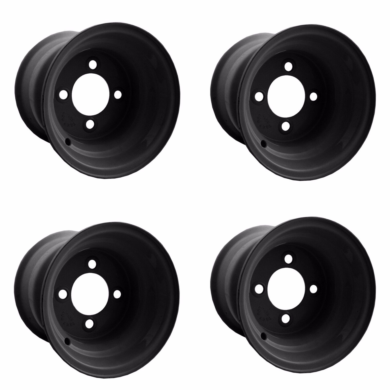Golf Cart Wheels Set of 4 Black Steel 8x7 With 2+5 Offset Club Car EZGO Yamaha Aftermarket Products 10327