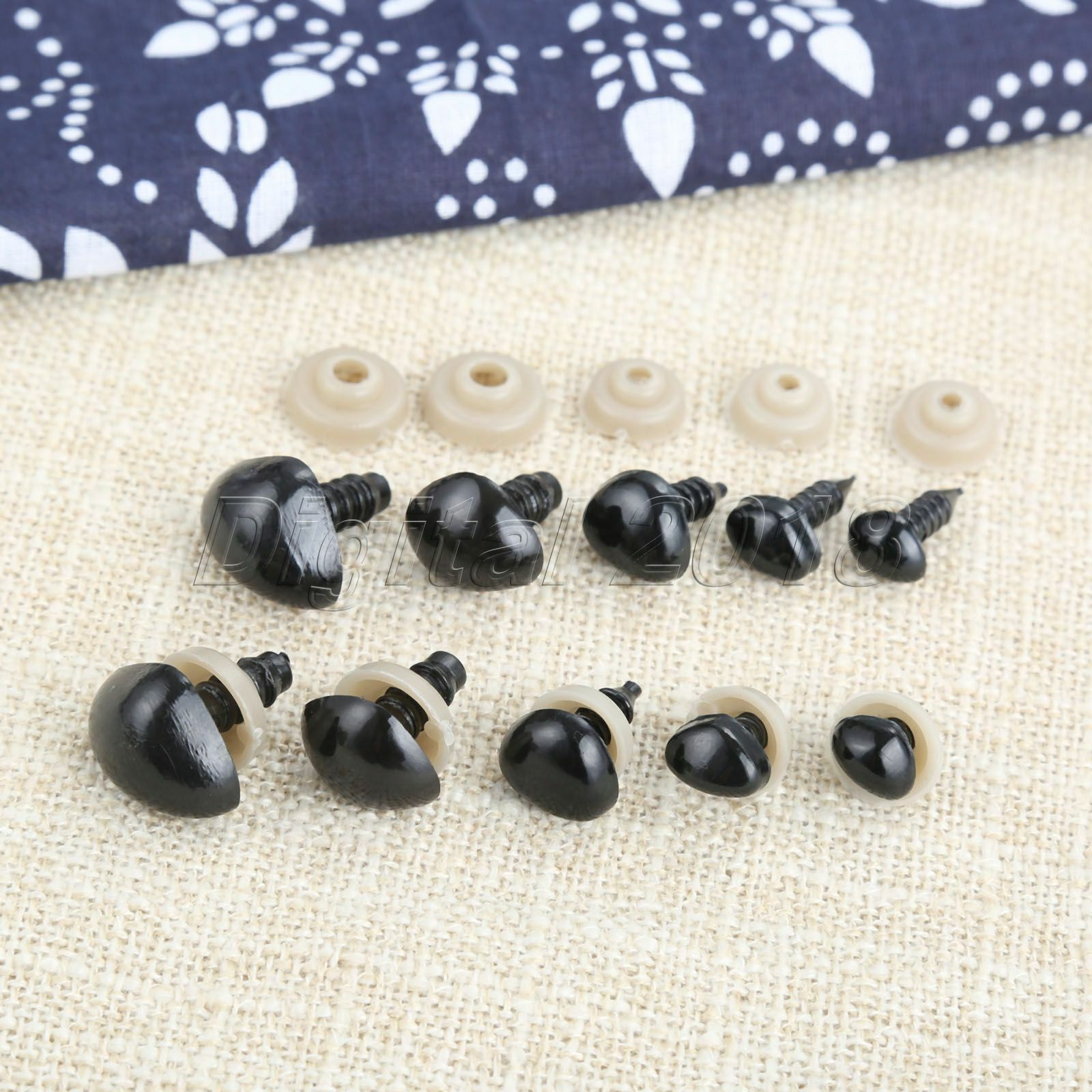 125Pcs 6*8mm-13*17mm Black Plastic Safety Nose For Doll Stuffed Animals Toys Unbranded Does Not Apply - фотография #4
