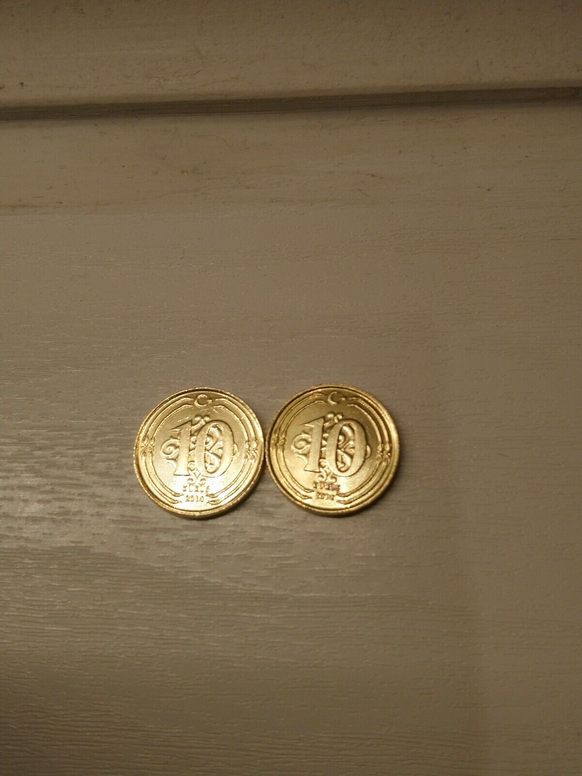 Turkish 10 Kurus Coin x2 (Both 2014) Без бренда - фотография #3