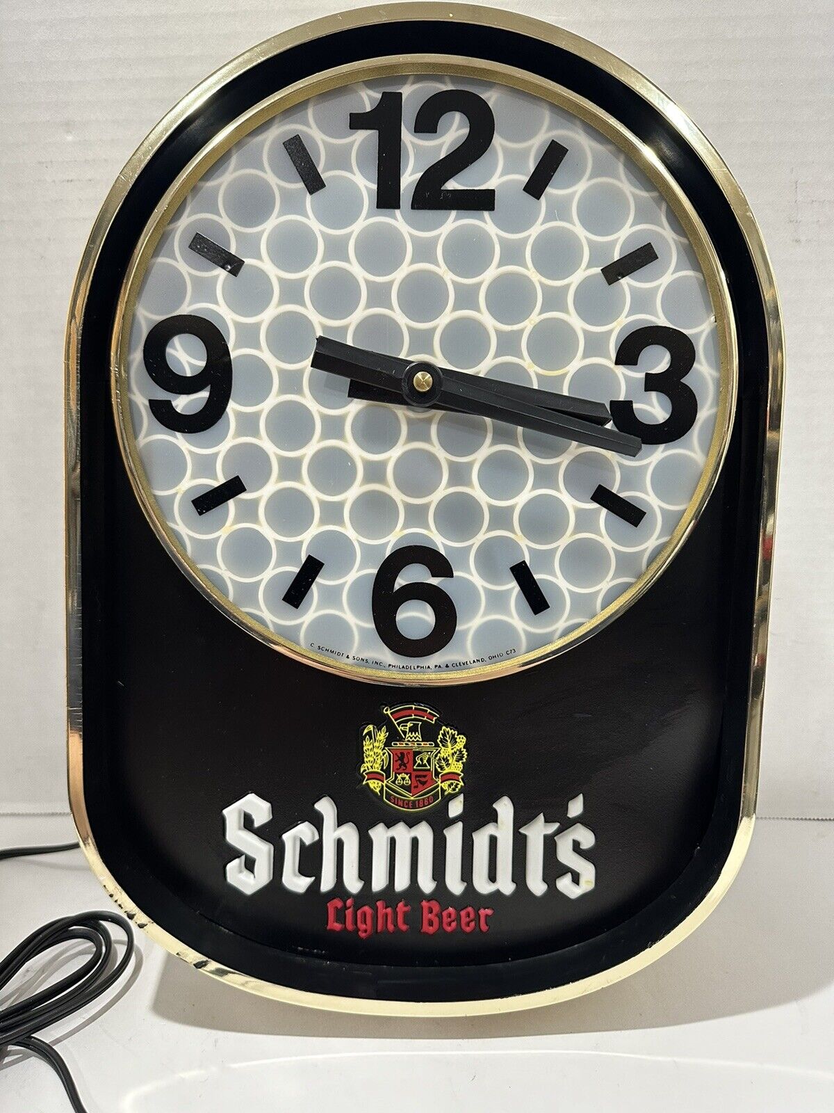 New Old Stock Vintage Schmidt’s Light Beer Lighted Kaleidoscope Wall Clock NOS Schmidt’s - фотография #3