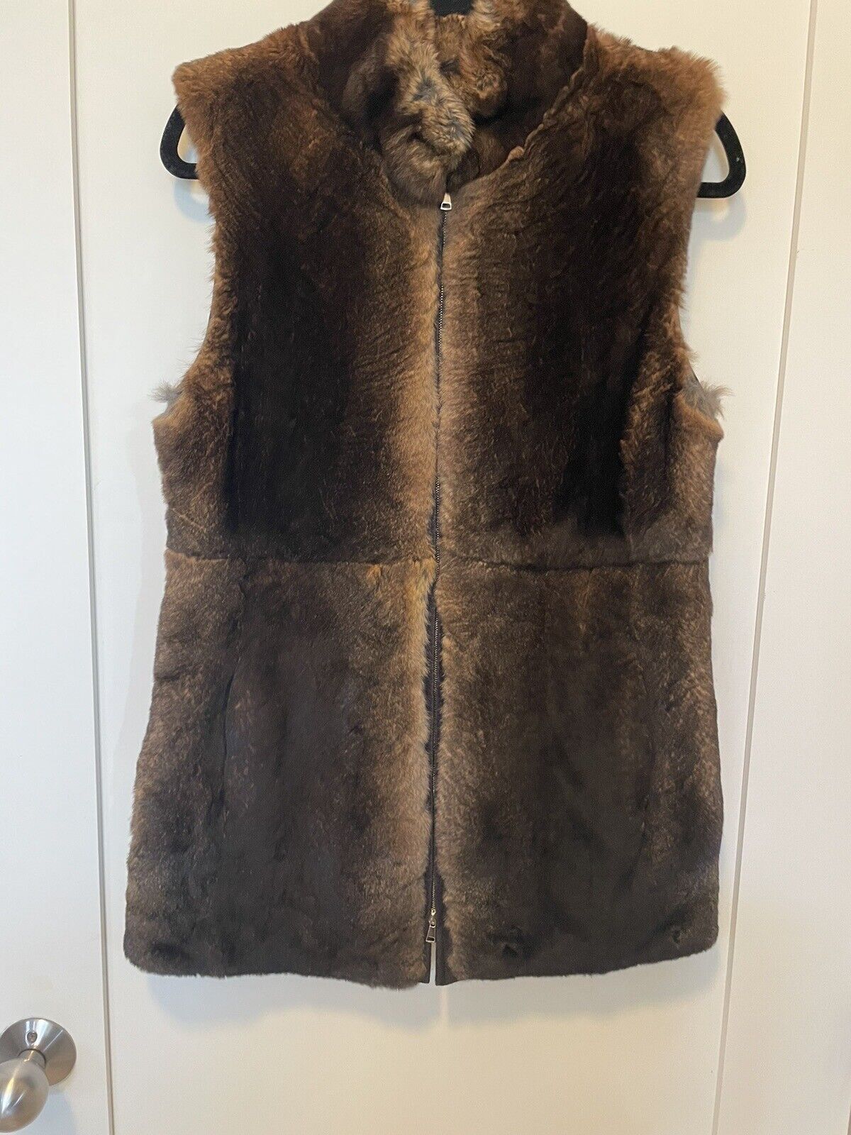 NWOT Max Mara rabbit fur vest Samovar Brown US 8 $3390 Без бренда - фотография #2