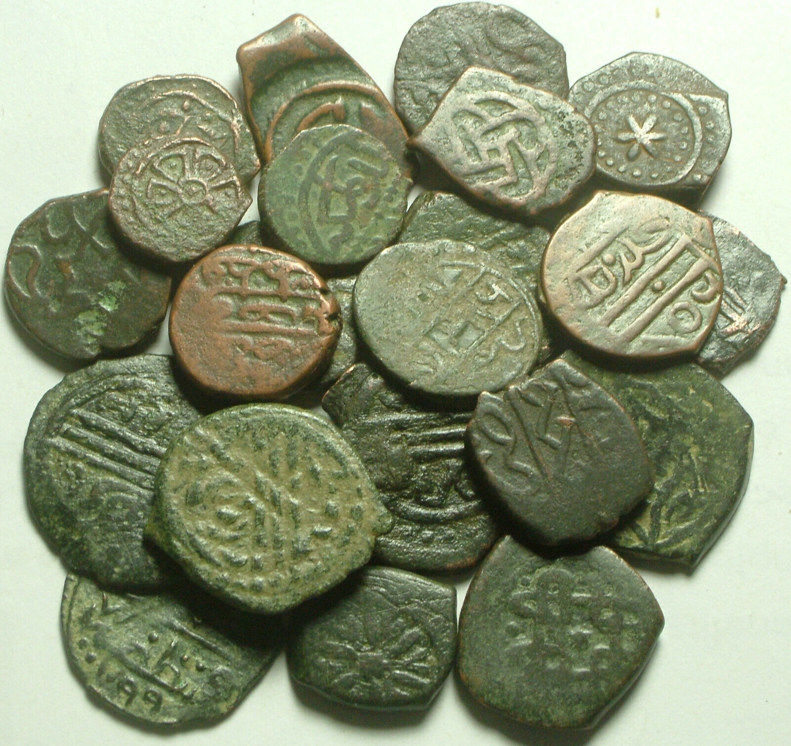 Lot 3 Rare original Islamic copper Bronze Mangir coins/Arabic/Ottoman Empire 15c Без бренда - фотография #5