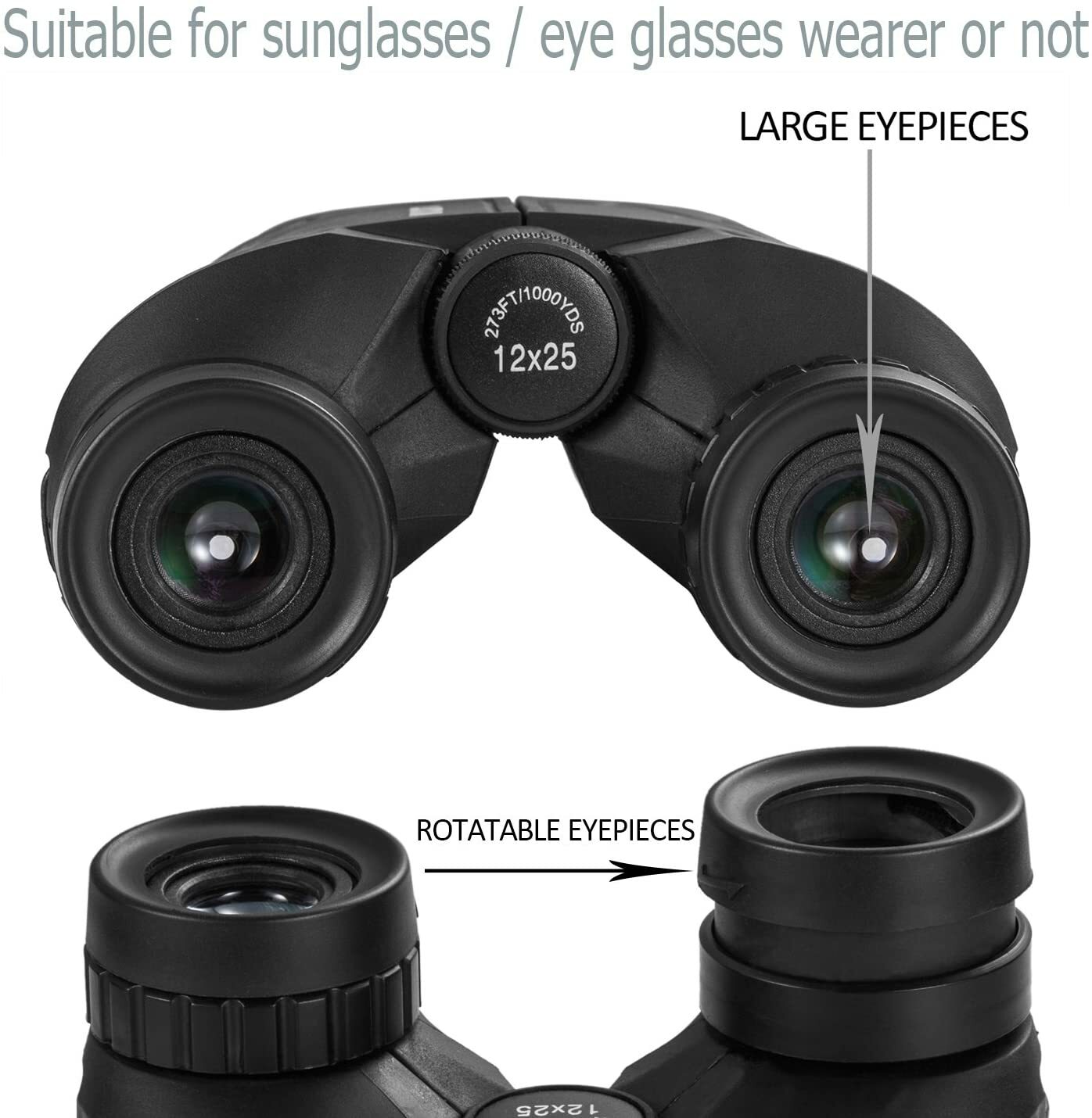 occer 12x25 Compact Binoculars with Clear Low Light Vision, Large Eyepiece Water Unbranded Does Not Apply - фотография #3