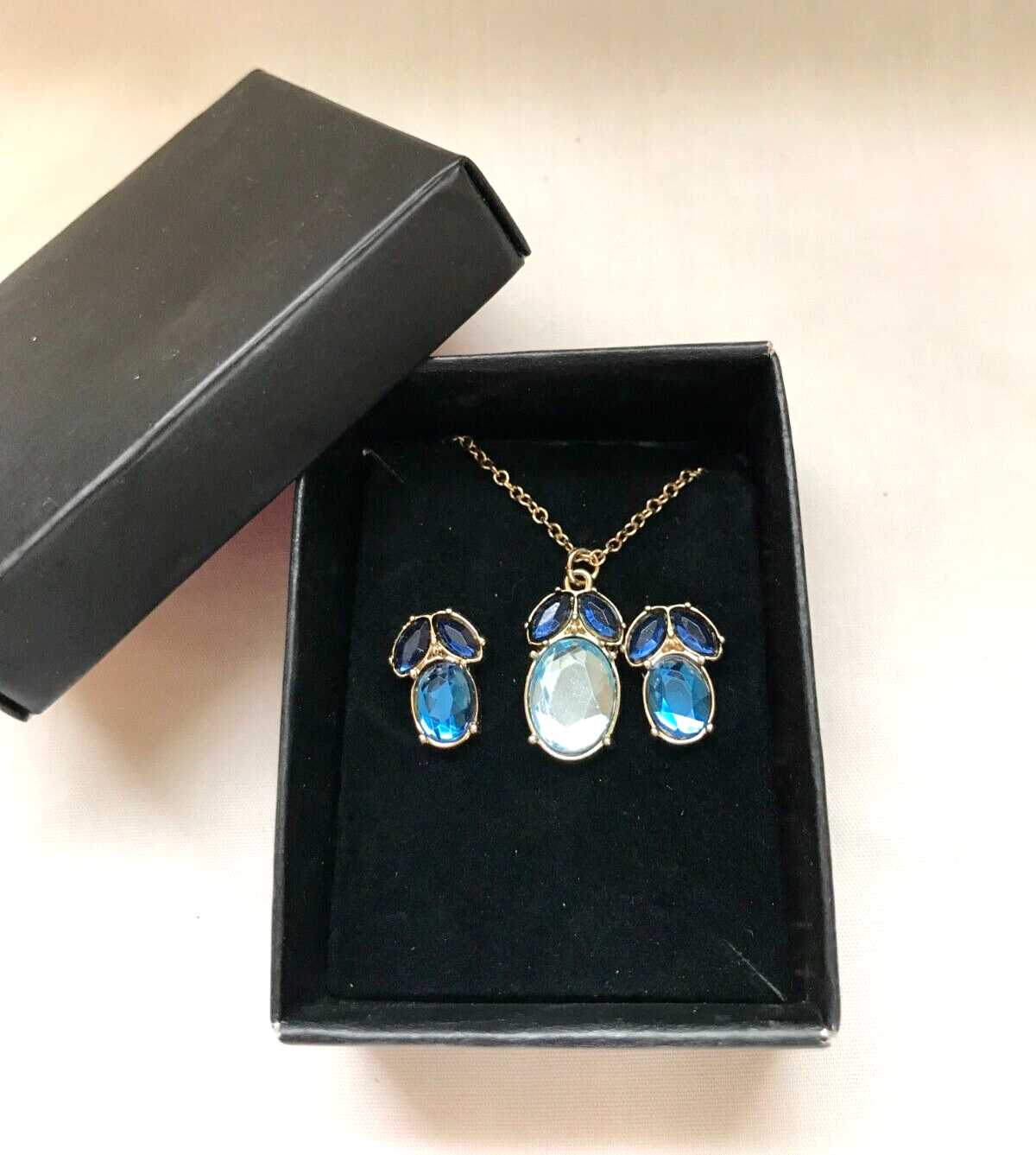 AVON NEW OLD STOCK BLUE & CLEAR SETS GIFT SET NECKLACE & EARRINGS Avon