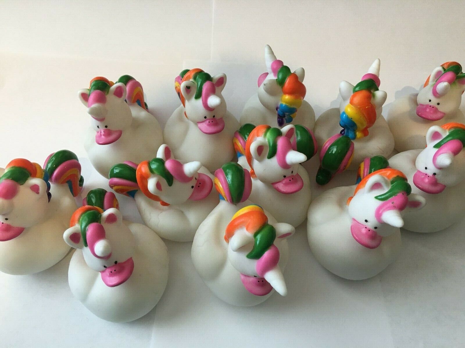 New 12 Lot RUBBER DUCKIES Unicorns Ducks Party Birthday Shower Celebration 2"x2" OTC 12/3854
