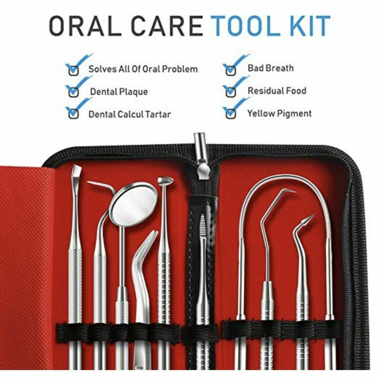 Dental Tooth Cleaning Kit Dentist Scraper Pick Tool Calculus Plaque Flos Remover TERRESA Does Not Apply