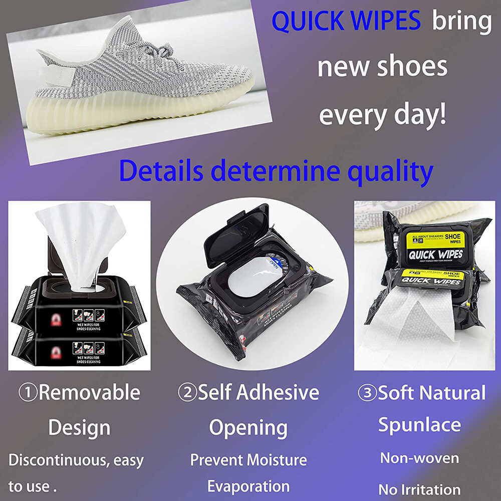 2 Pack 60 Pcs Sneaker Shoe Dirt Cleaner Quick Wipes Disposable Travel Portable HUHOU Does not apply - фотография #5