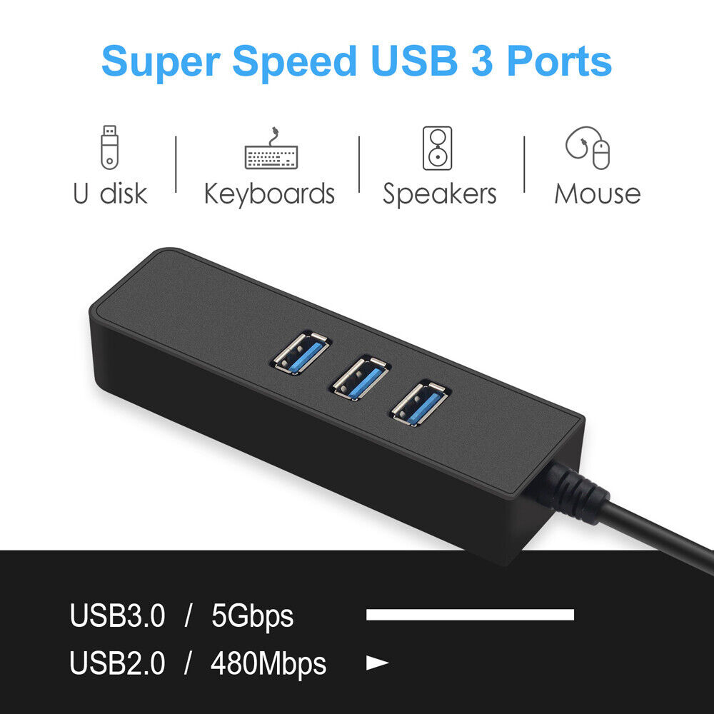 USB-C USB 3.1 Type-C Male to 3-Port USB 3.0 Hub & RJ45 Gigabit Ethernet Adapter Ombar Type-C Adapter - фотография #3
