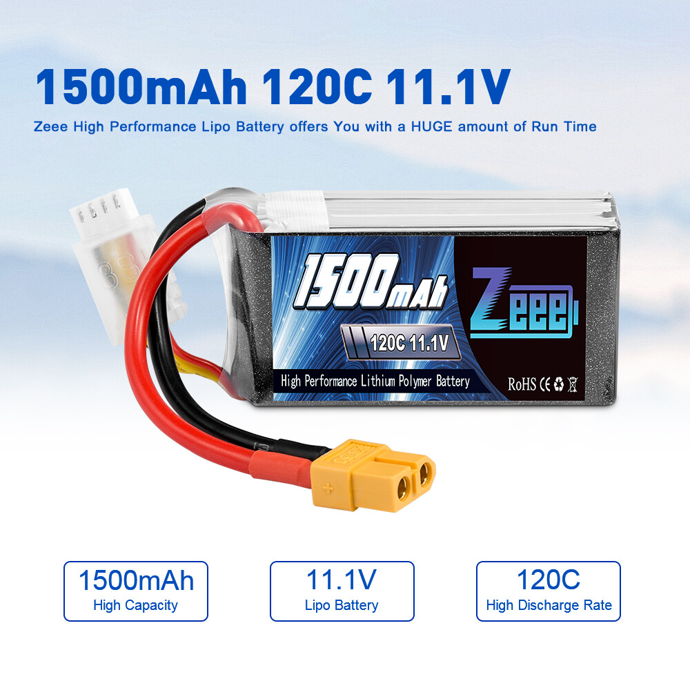 2PCS Zeee 1500mAh 120C 11.1V 3S Graphene LiPo Battery XT60 for RC FPV Quad Drone ZEEE Does Not Apply - фотография #3