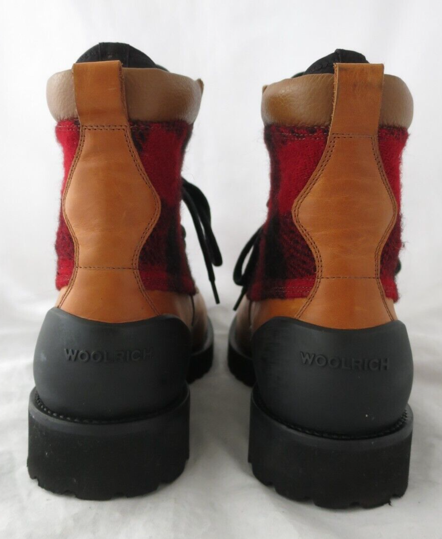 Woolrich Brown Leather Buffalo Plaid Flannel Boots Match Scarf Orig Box US 9.5 Woolrich Buffalo Plaid - фотография #8