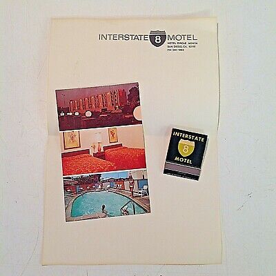 Vtg 1970's Lot of 3 Souvenir Interstate 8 Motel Matchbook Stationery Postcard CA Без бренда