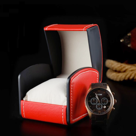 120x Red Single Watch Gift Boxes Pillow PU Leather Mens Wristwatch Display Case Merlia Pack Single Slot