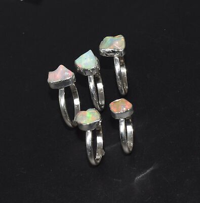 Wholesale 925 5PC Solid Sterling Silver Natural Ethiopian Opal Ring Lot! b758 Unbranded - фотография #2