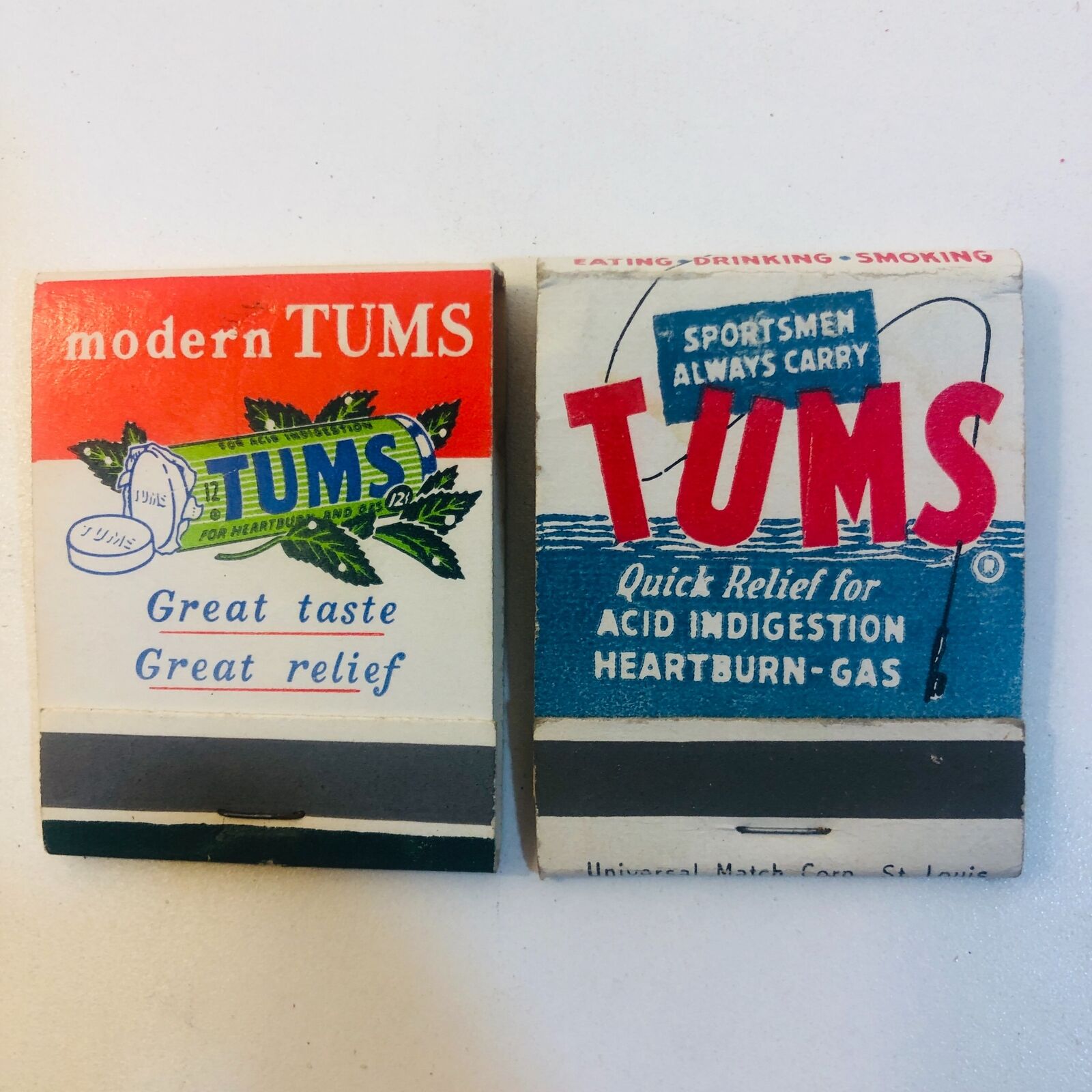 2 Vintage TUMS Matchbooks  - Unstruck Без бренда