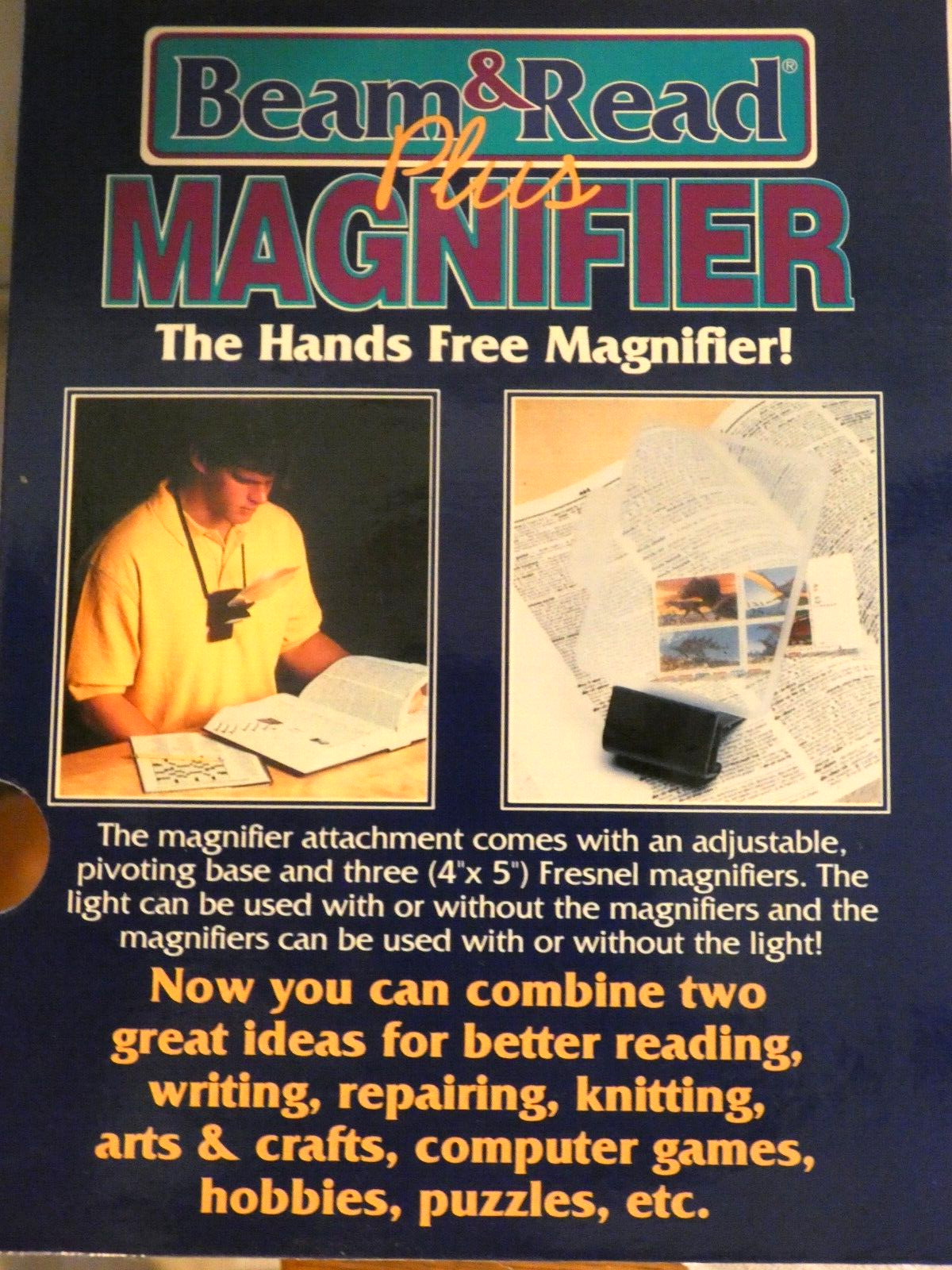 NIB BEAM & READ  MAGNIFIER Portable Reading w/Light 2x 4x 6x Xtra Light Bulbs Unbranded BNR-103M - фотография #2