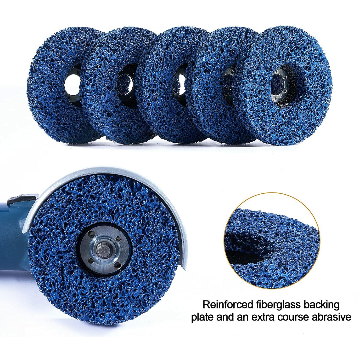 5PCS 5" x 7/8" Blue Strip Clean Disc Paint Stripping Rust Removal Sanding Wheels Satc Does not apply - фотография #3